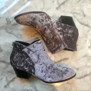Silver Crushed Velvet Booties